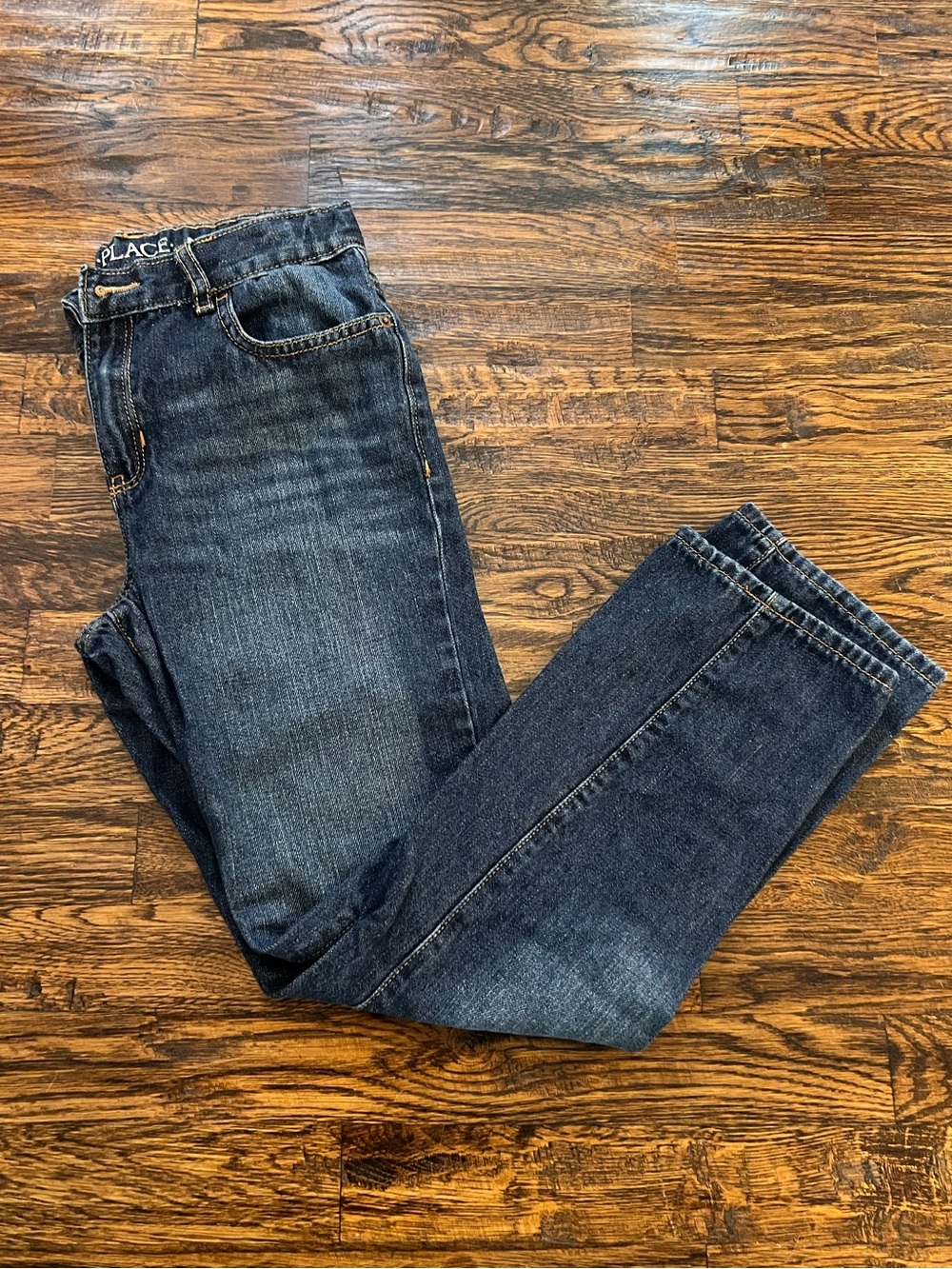 The Children's Place Boys Jeans Size 12 Dark Wash Straight Leg Adjustable Waist